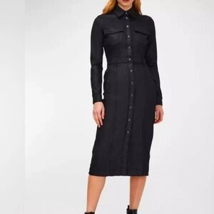 Black Long Sleeve Buttoned Shirt Dress
